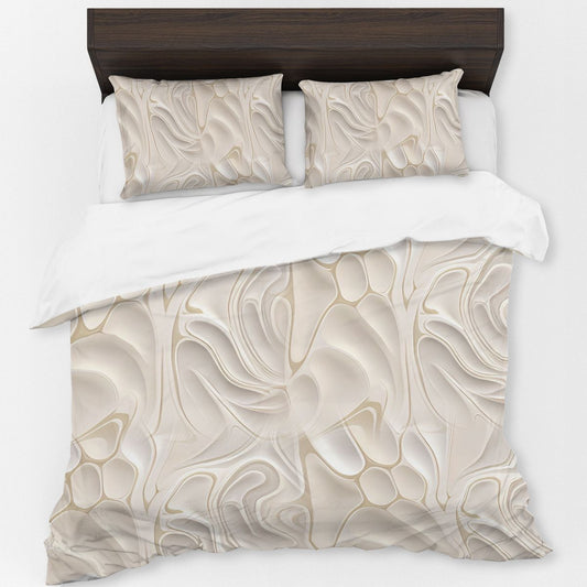 Curvy Cream Pattern Duvet Cover Set