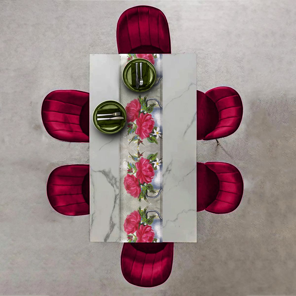 Potted Pink Roses By Stella Bruwer Table Runner