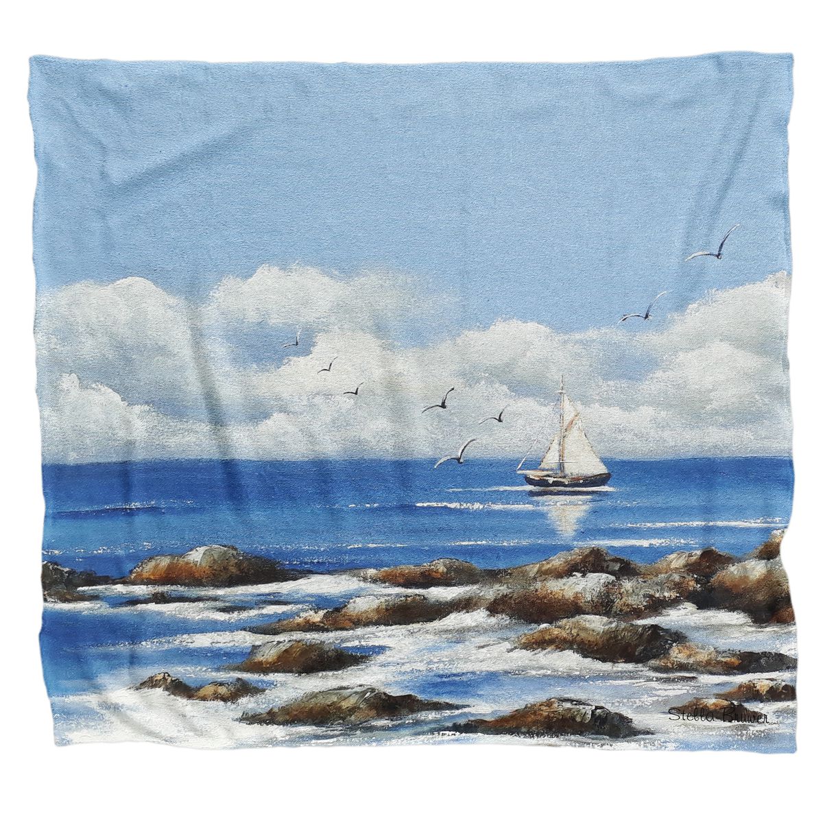 Wandering Ship Light Weight Fleece Blanket by Stella Bruwer