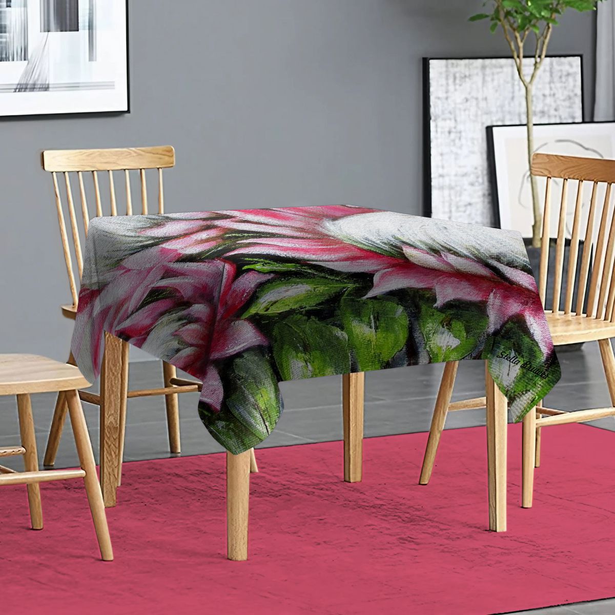 Pink Protea By Stella Bruwer Square Tablecloth