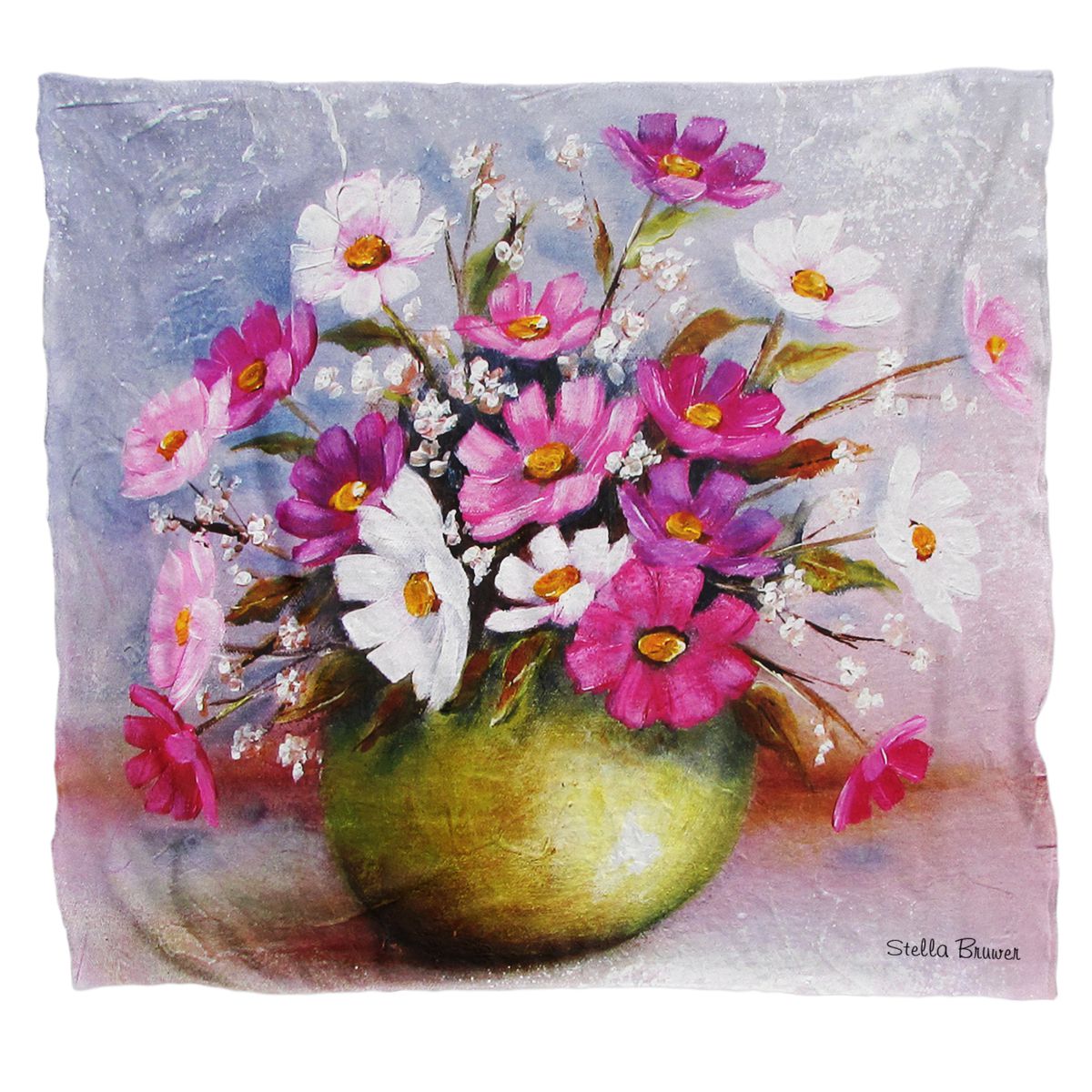 Pink and White Cosmos Light Weight Fleece Blanket By Stella Bruwer