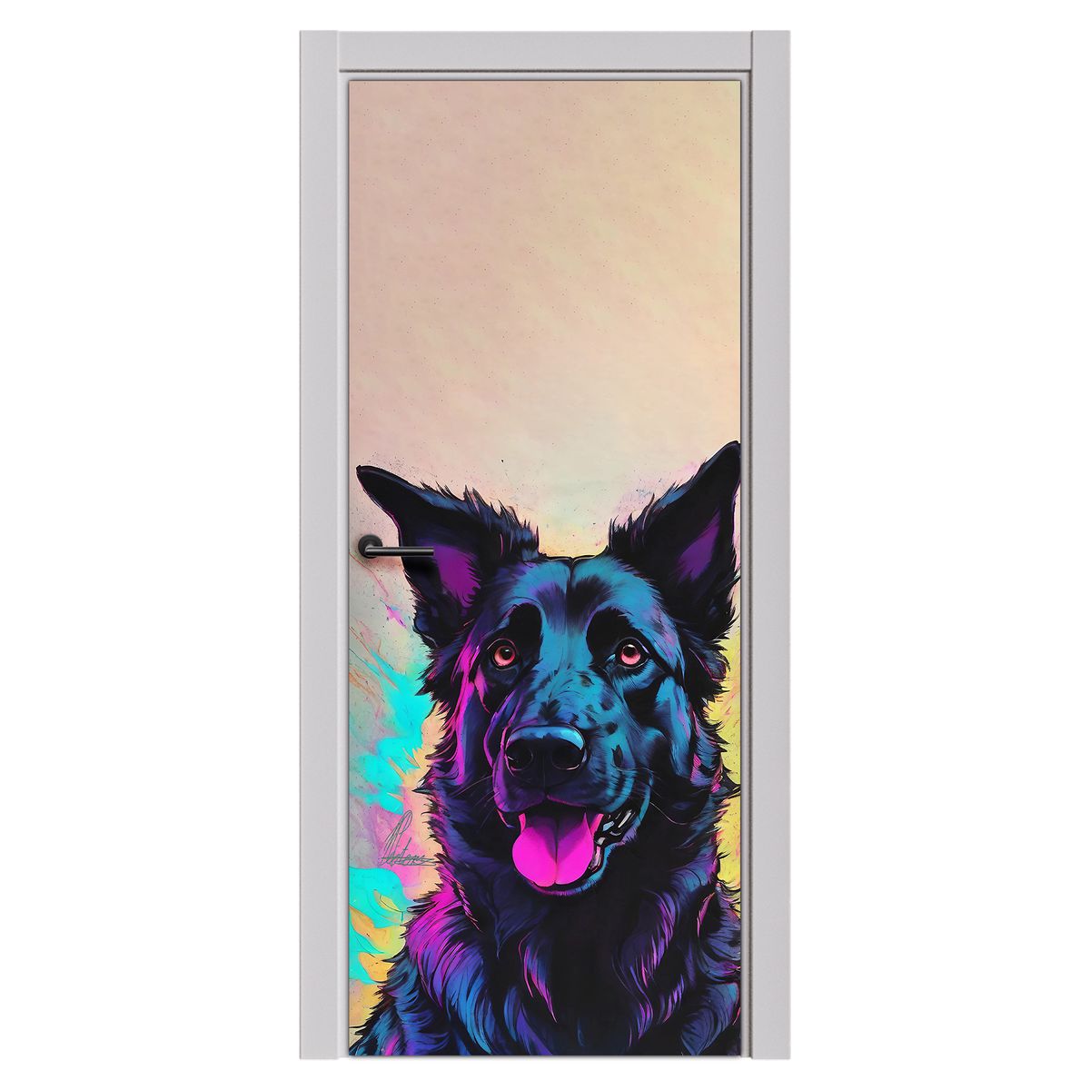 Decoupage - Neon Splash Dog By Nathan Pieterse Door