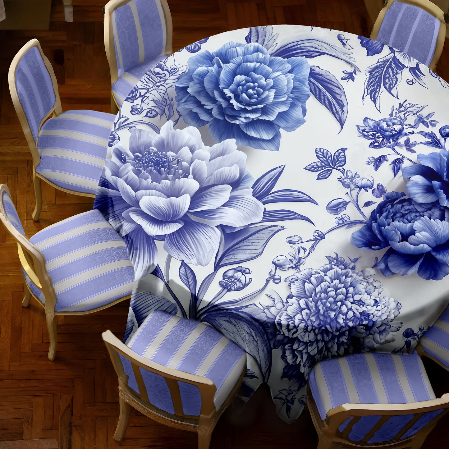 2Symphony in Blue 2,3m Round Tablecloth