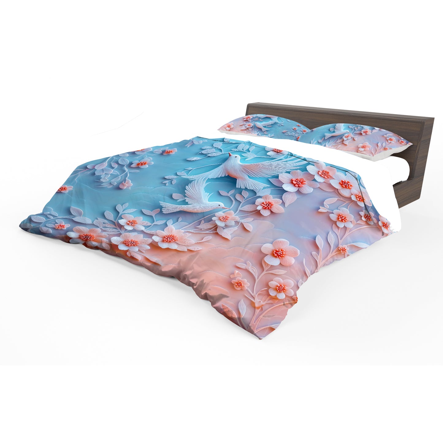 3D Pastel Clay Doves Duvet Cover Set