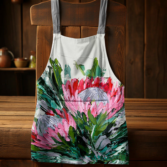 Abstract Double King Protea By Juanette Menderoi Medium Length Apron