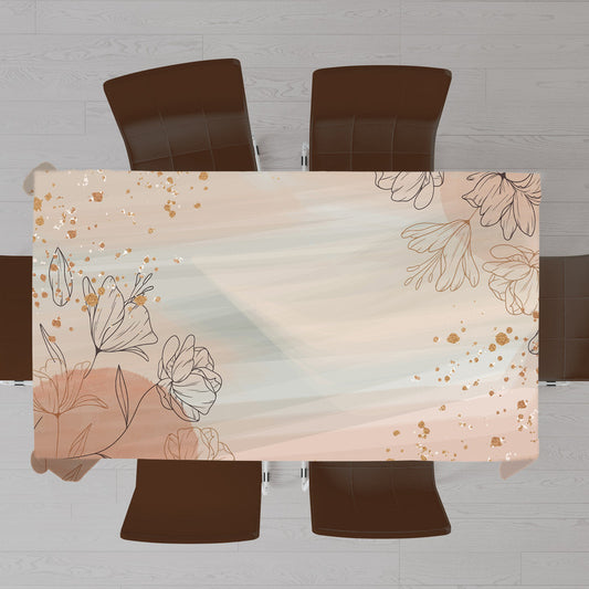Abstract Earth Tone Simple Flower Rectangle Tablecloth