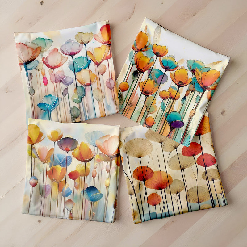 Abstract Flowers On Beige Luxury Scatter Covers Set of 4