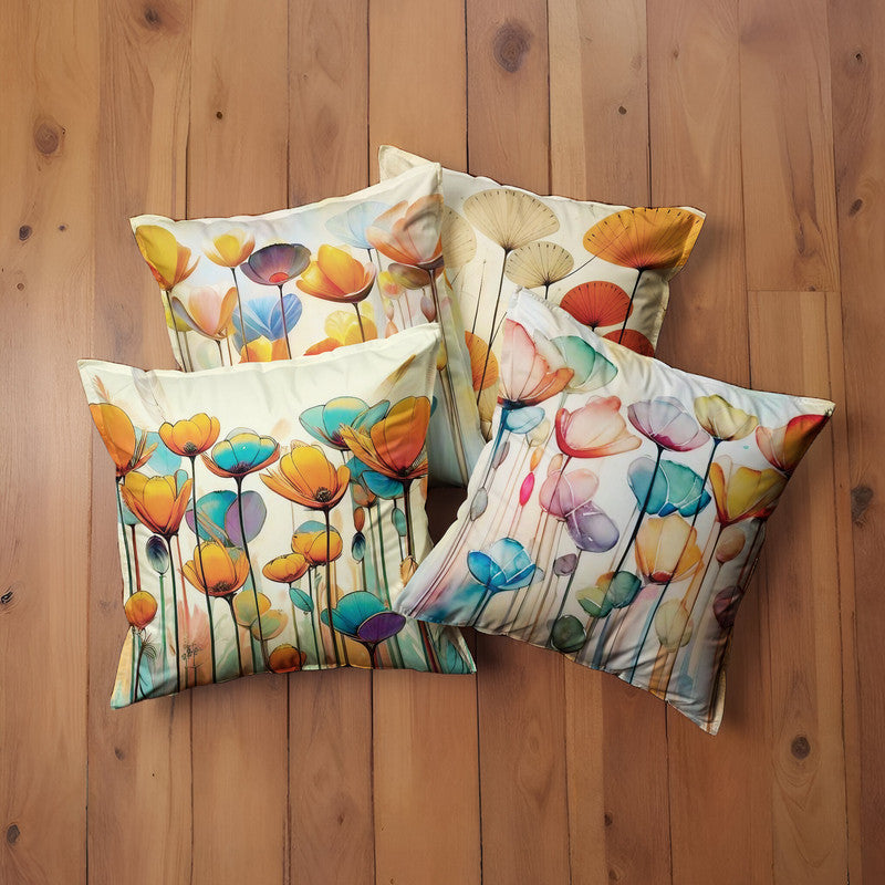 Abstract Flowers On Beige Luxury Scatter Covers Set of 4