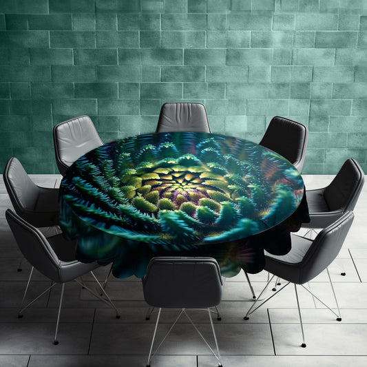 Abstract Fractal Spiral Round Tablecloth