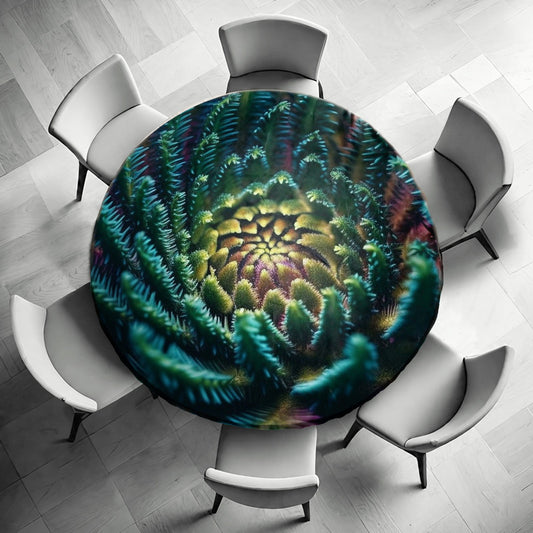 Abstract Fractal Spiral Round Tablecloth