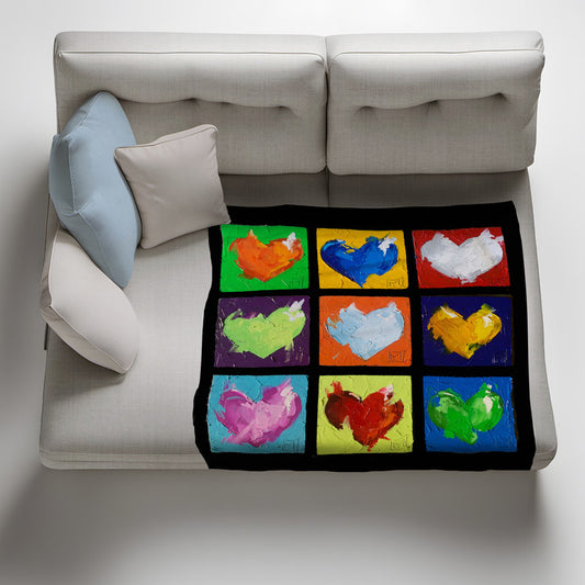 Abstract Heart Blue Light Weight Fleece Blanket by Juanette Menderoi