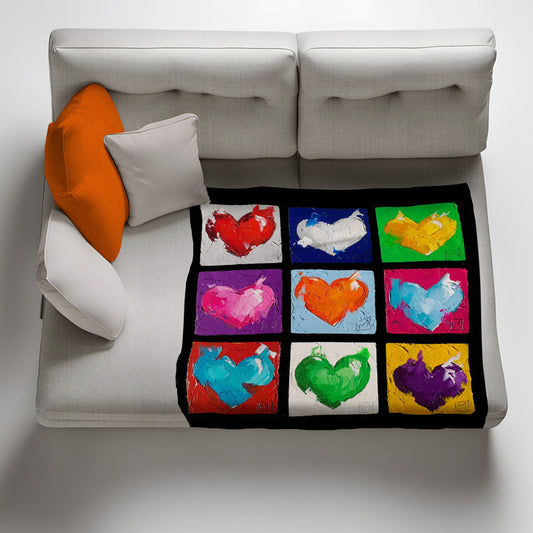 Abstract Heart Orange Light Weight Fleece Blanket by Juanette Menderoi