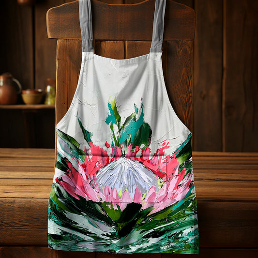 Abstract Single King Protea By Juanette Menderoi Medium Length Apron