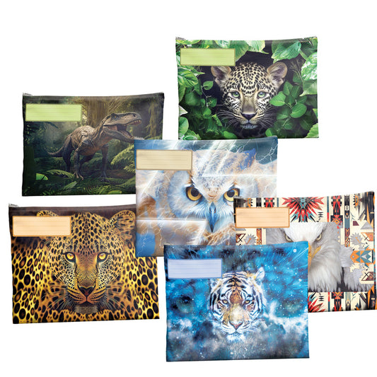 Abstract Wild Life Subject Savvy Book Bags Set Of 6
