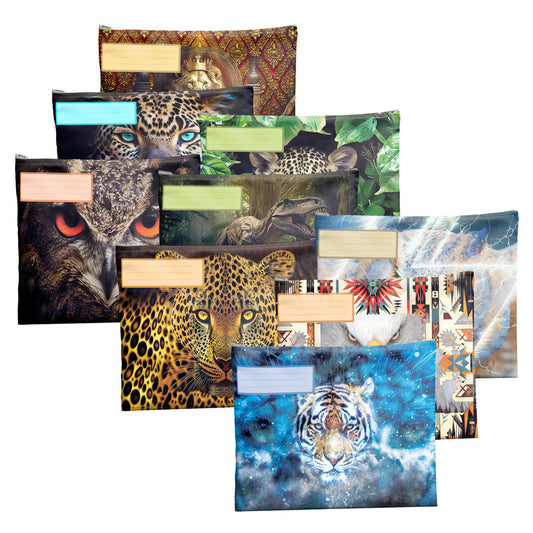 Abstract Wild Life Subject Savvy Book Bags Set Of 9