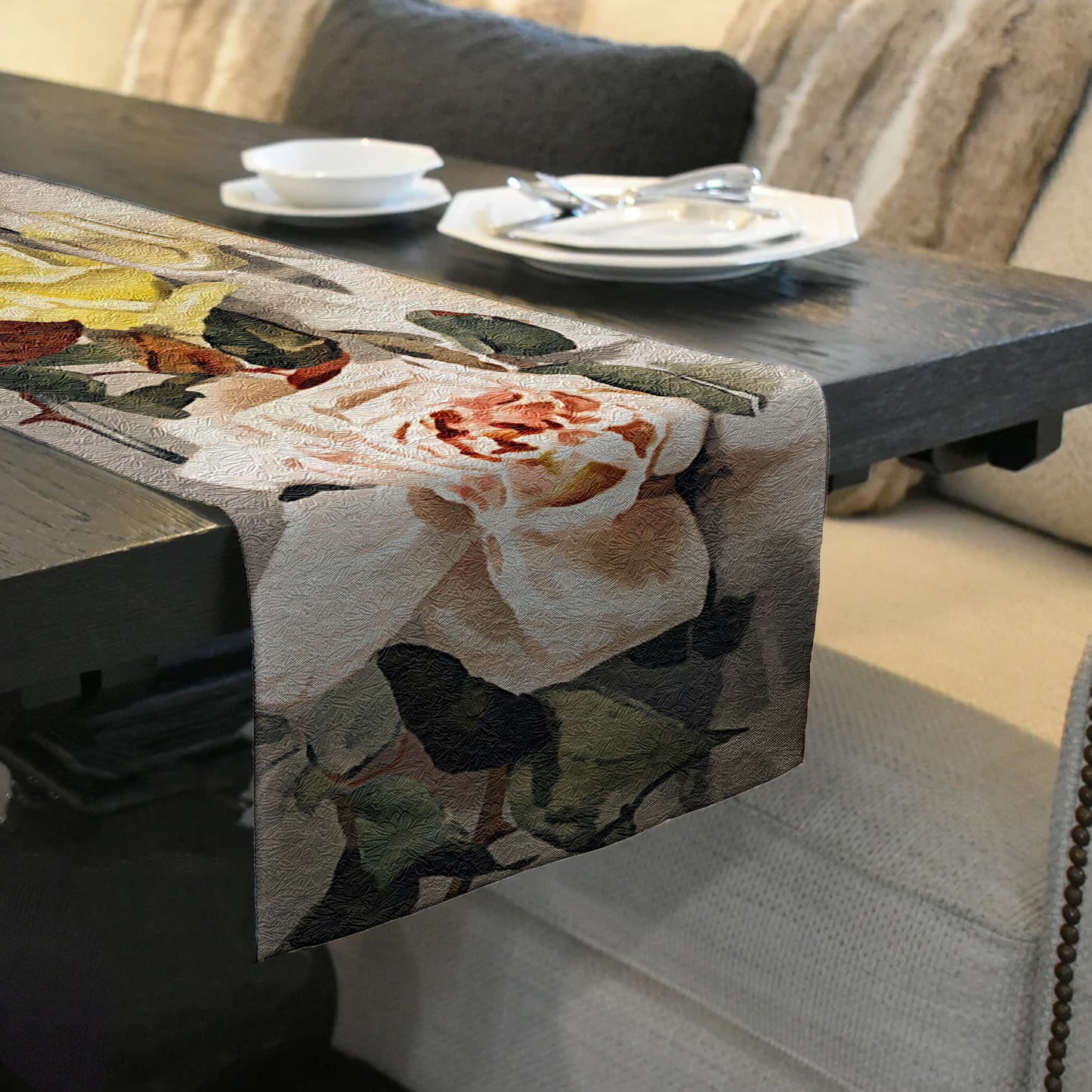 Abstract Arrangement of Different Flowers Table Runner By Mark van Vuuren