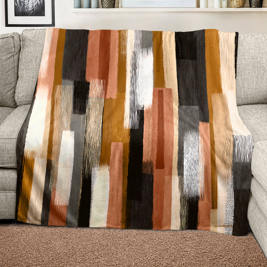 Abstract Blocks & Stripes Light Weight Fleece Blanket by Wikus Schalkwyk