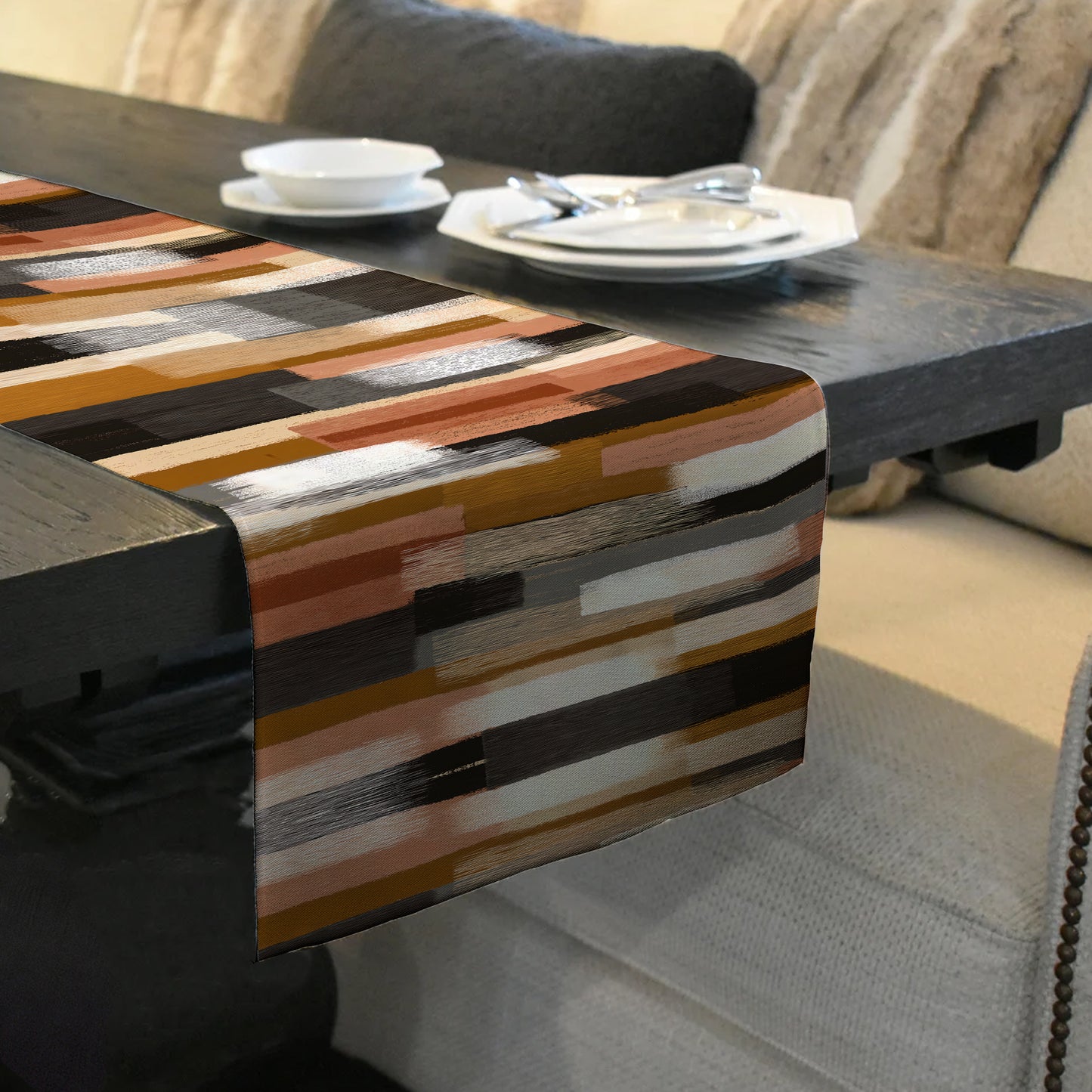 Abstract Blocks & Stripes Table Runner by Wikus Schalkwyk