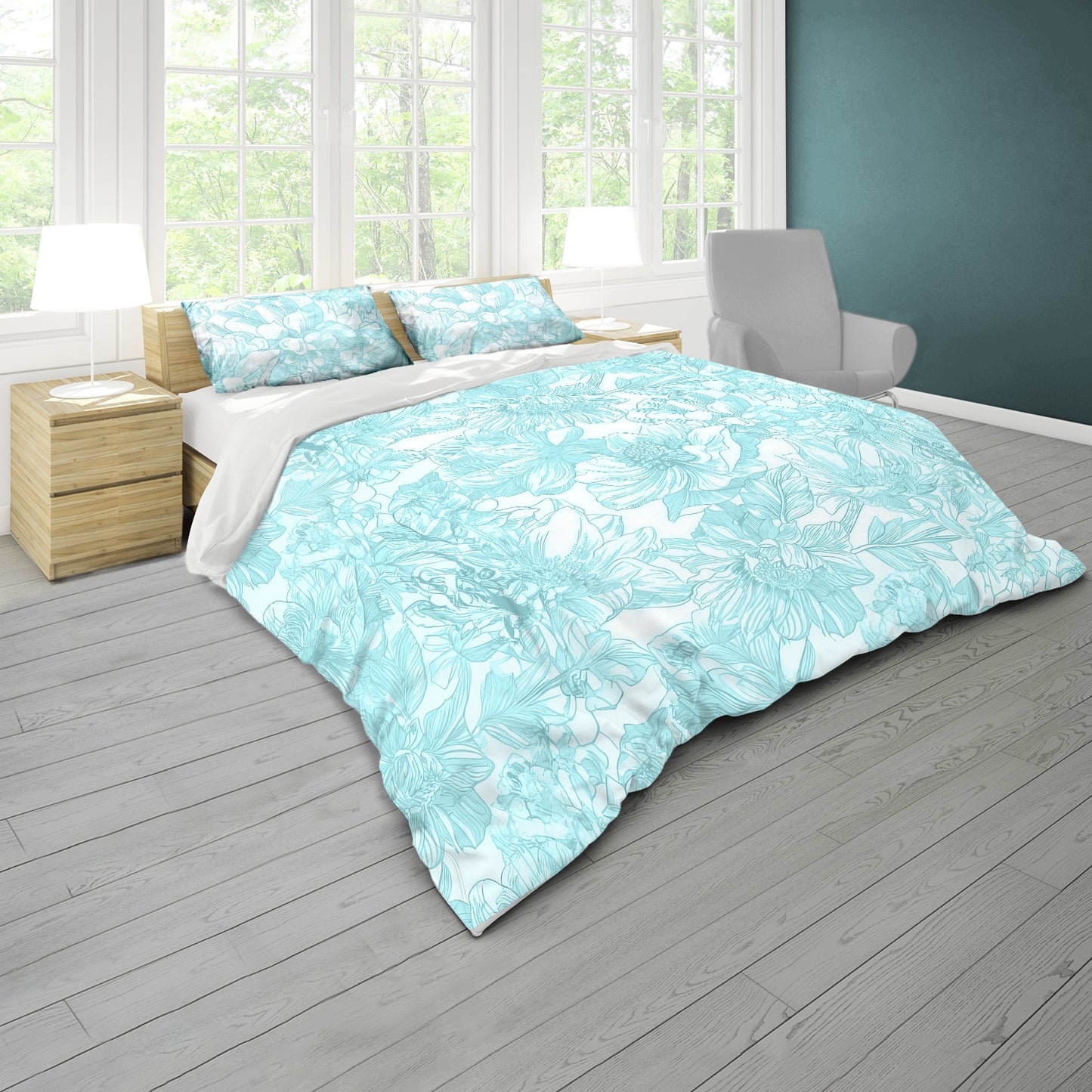 Abstract Blue Green Duvet Cover Set