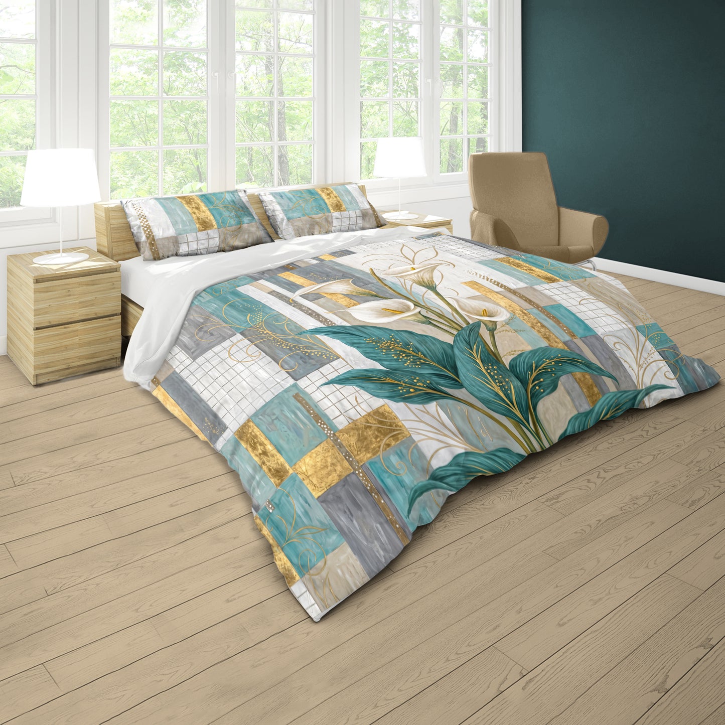 Abstract Calla Lily Duvet Cover Set