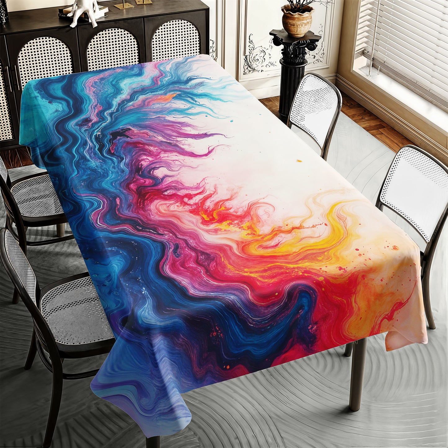 Abstract Colour Wave Rectangle Tablecloth