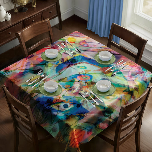 Abstract Colourful Flowers Square Tablecloth By Mark Van Vuuren