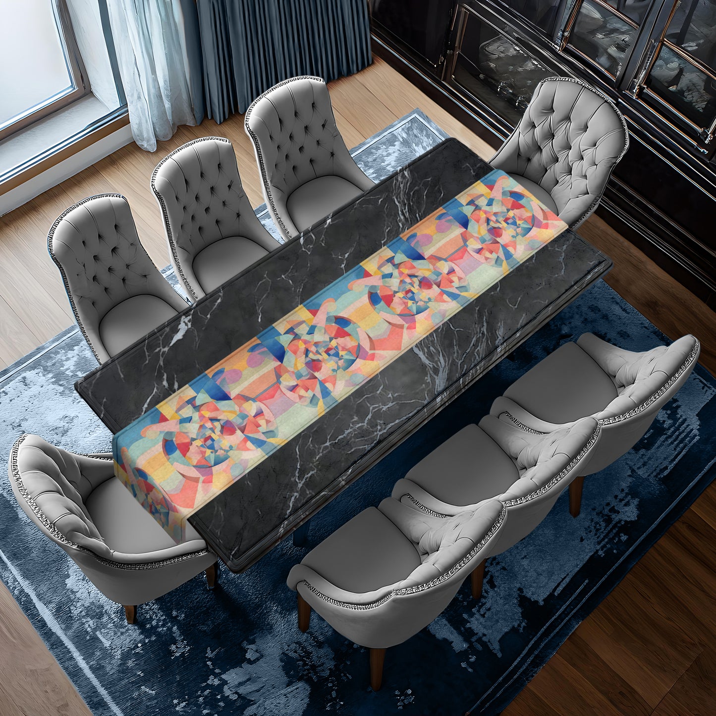 Abstract Cubism Table Runner