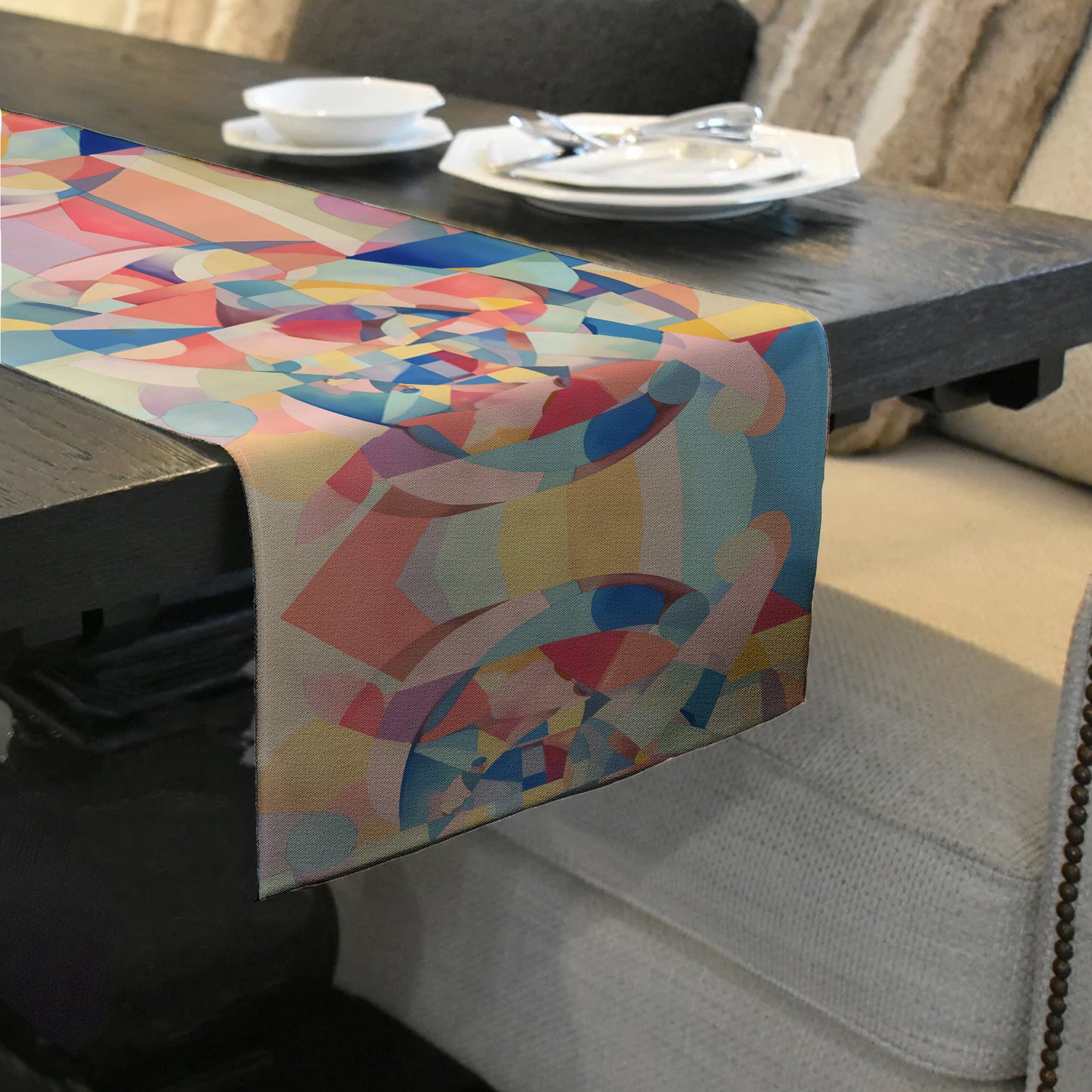 Abstract Cubism Table Runner