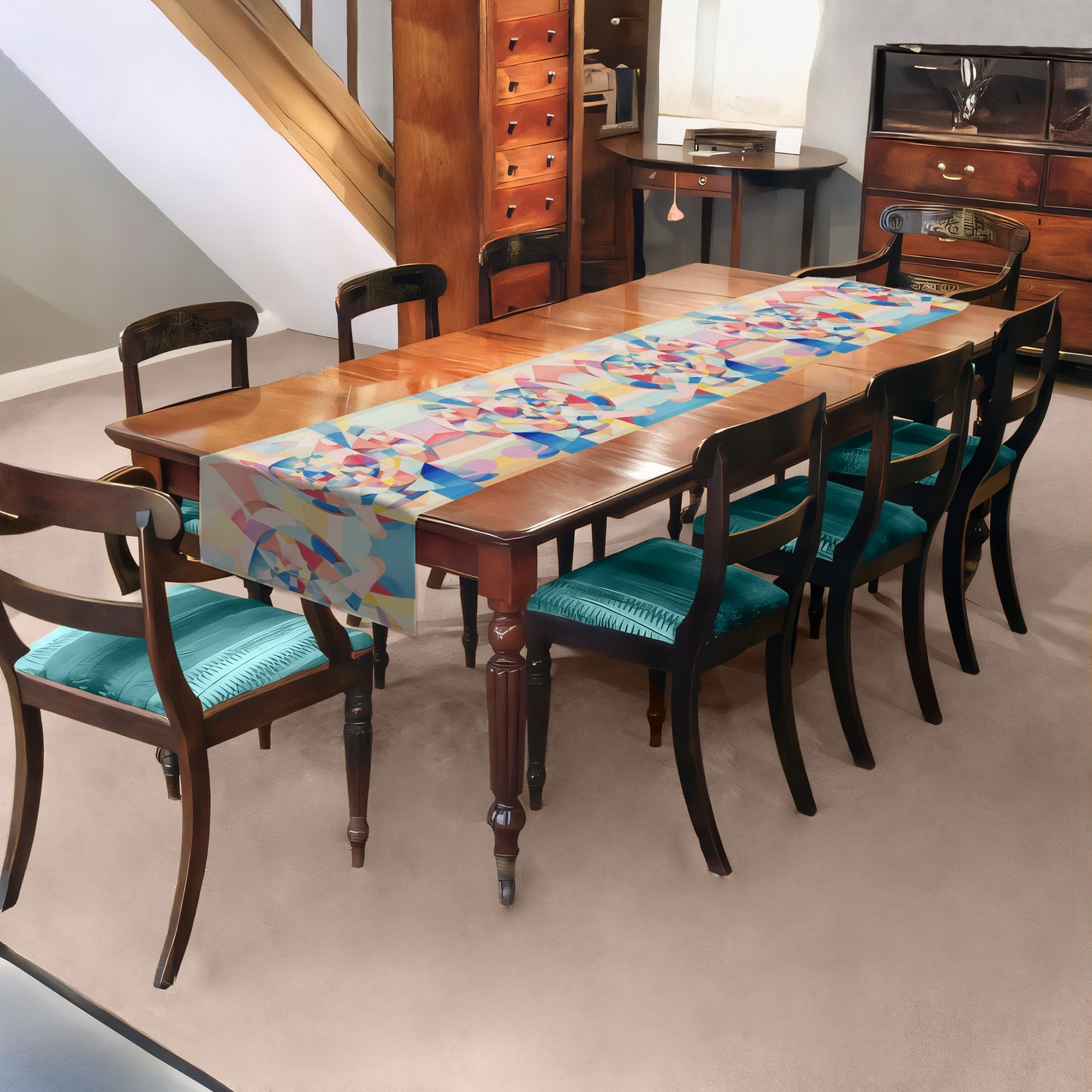 Abstract Cubism Table Runner