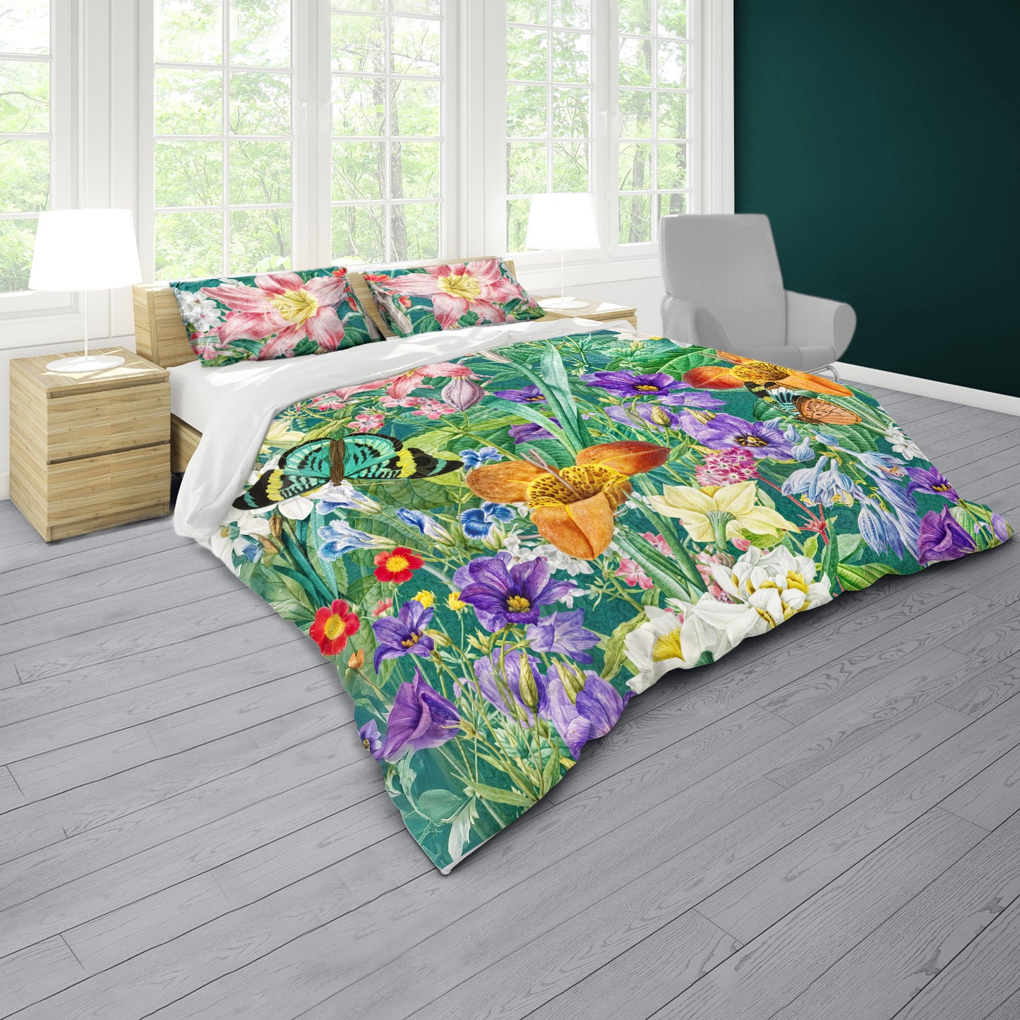 Abstract Flower Garden Duvet Cover Set