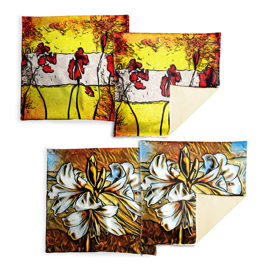 Abstract Flower Glass Effect Luxury Scatter Covers (Set of 4)