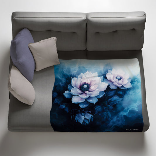 Abstract Flowers Light Weight Fleece Blanket by Wikus Schalkwyk