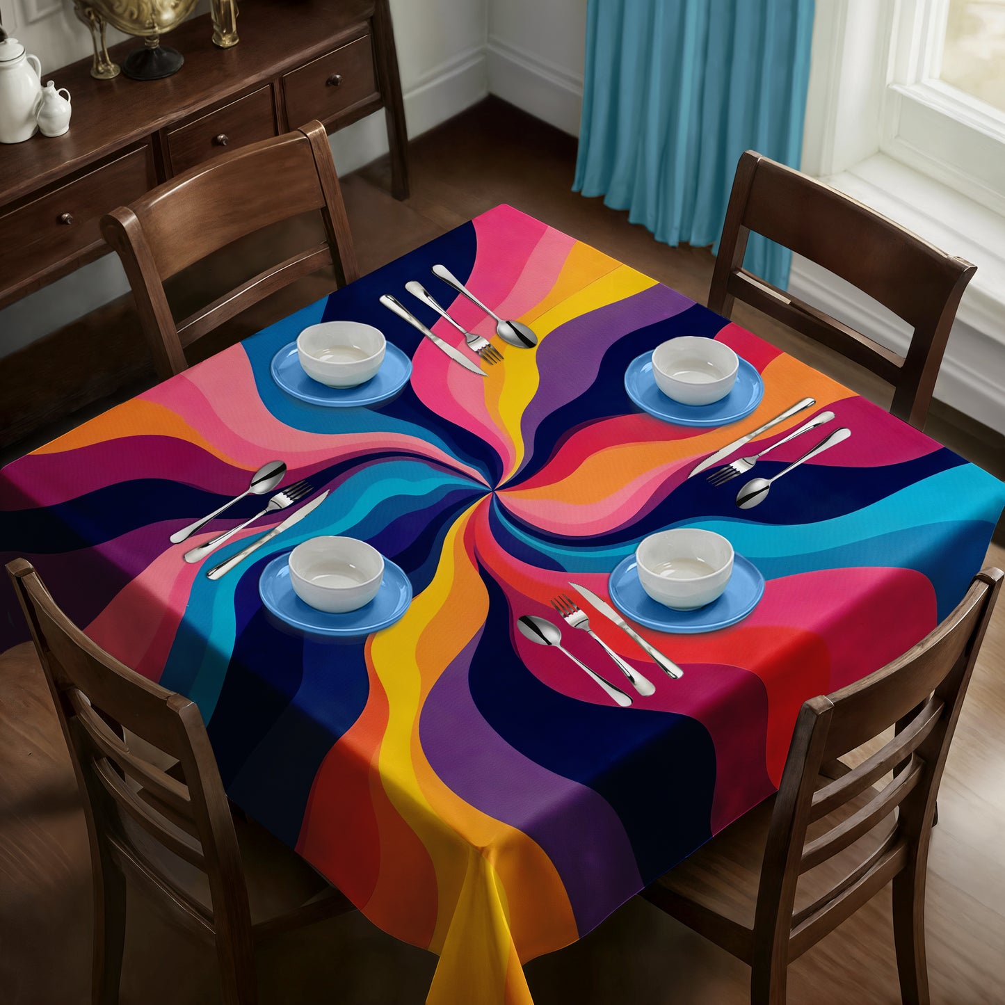 Abstract Flowing Colours Square Tablecloth