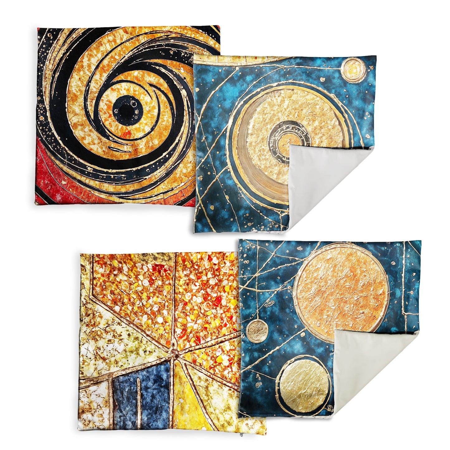 Abstract Gilded Tapestry Luxury Scatter Covers (Set of 4)