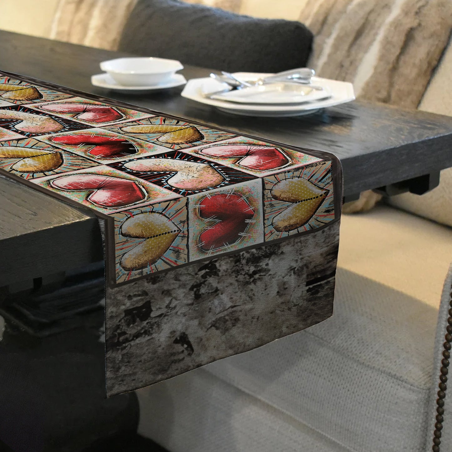 Abstract Heart Table Runner