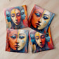 Abstract Mirage of Faces Luxury Scatter Covers (Set of 4)