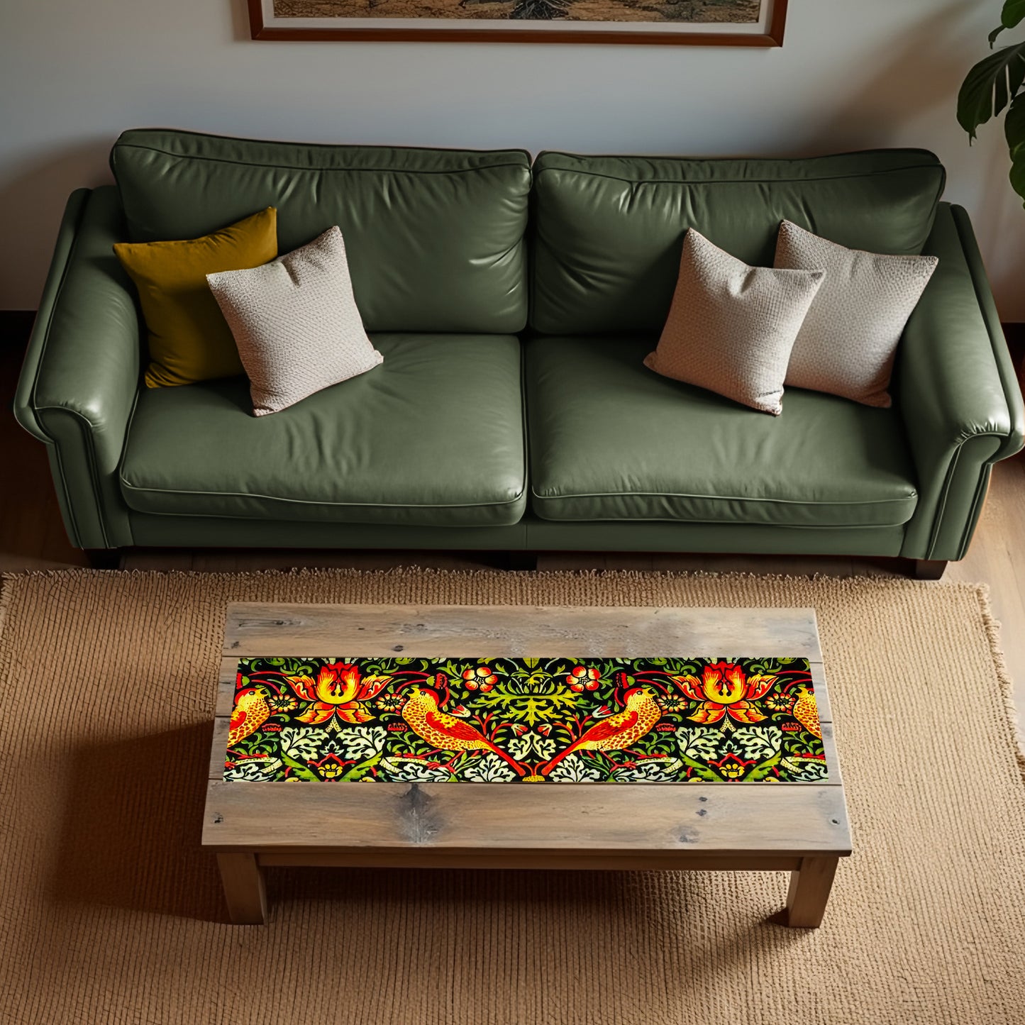 Abstract Orange Birds 160cm Table Runner