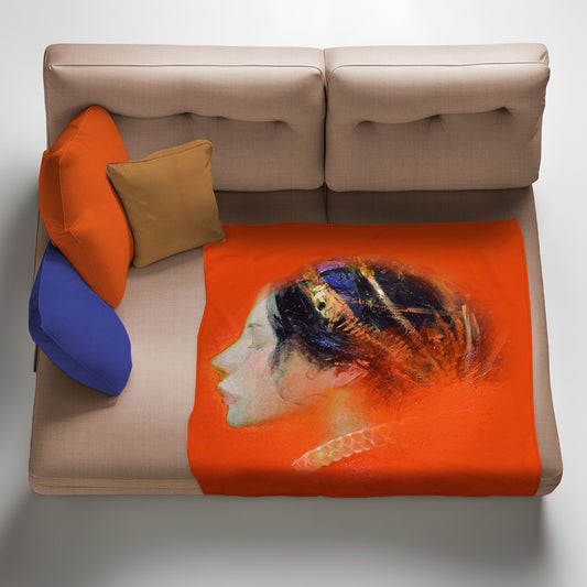 Abstract Orange Painted Lady Light Weight Fleece Blanket