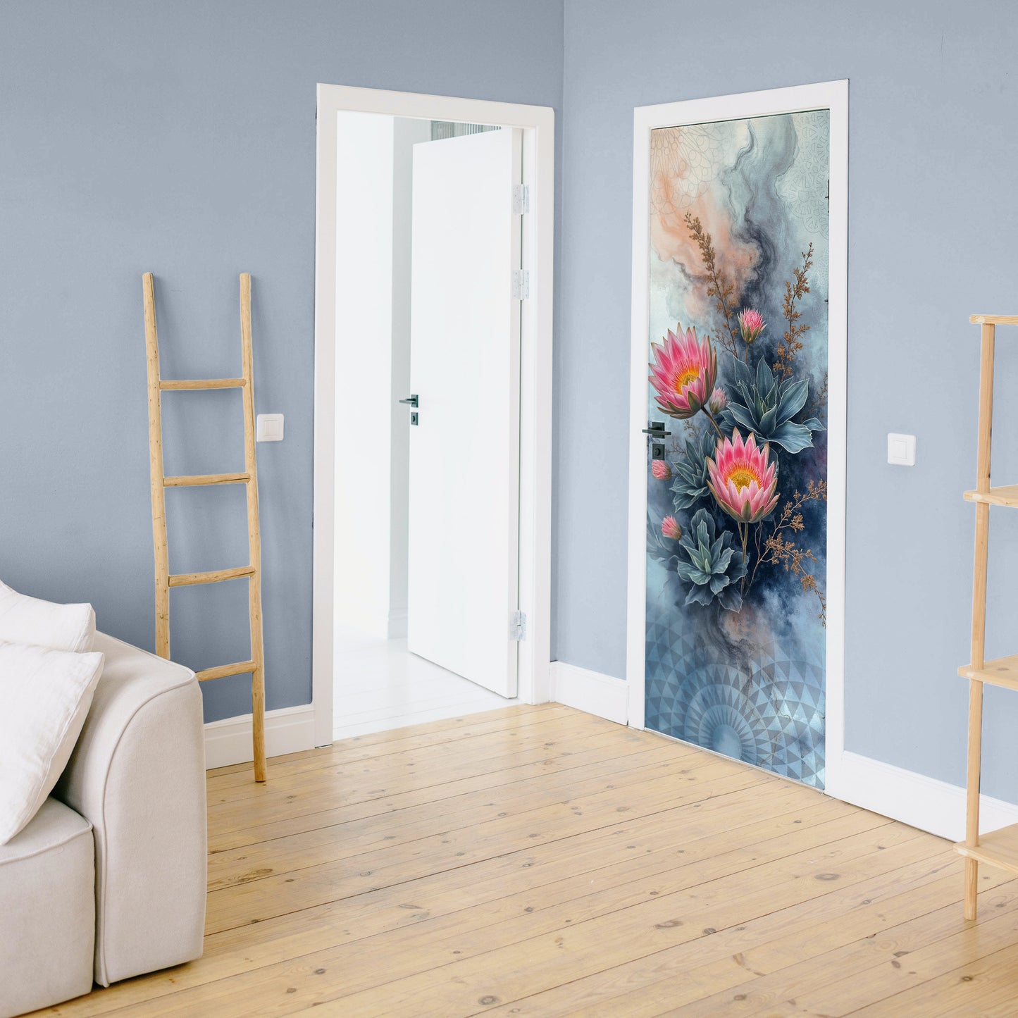 Abstract Protea Door Decoupage