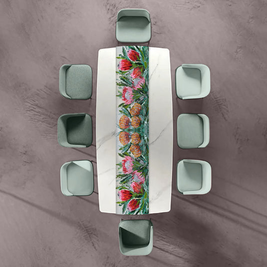 Abstract Protea Mix By Juanette Menderoi Table Runner