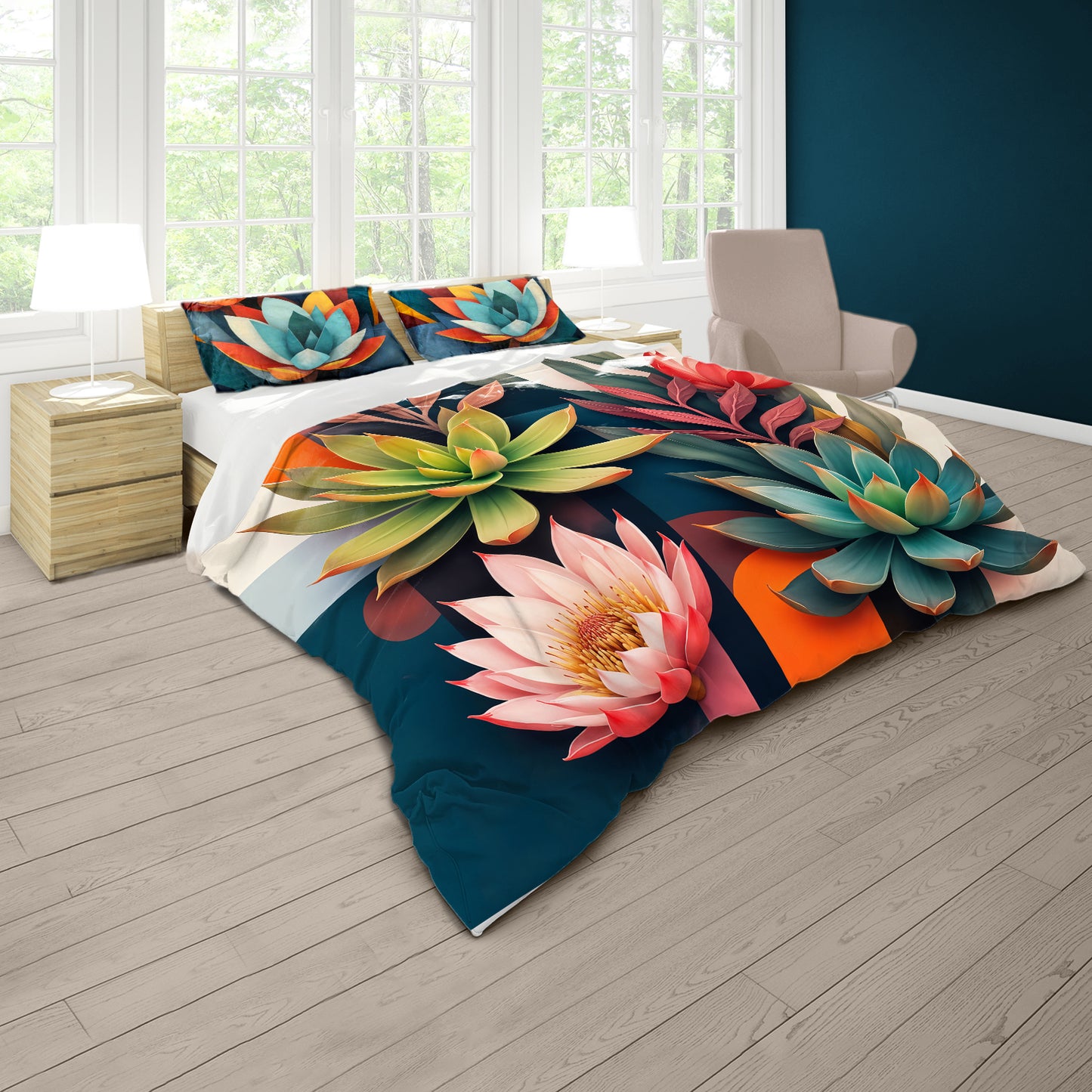 Abstract Protea Succulent Duvet Cover Set