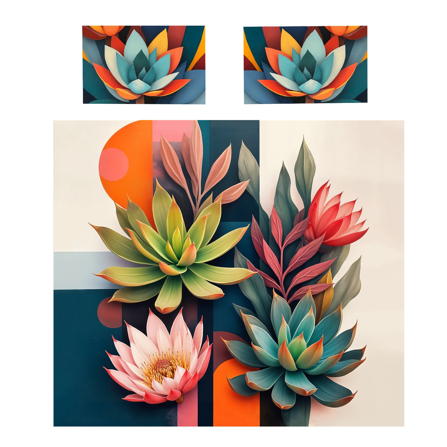 Abstract Protea Succulent Duvet Cover Set