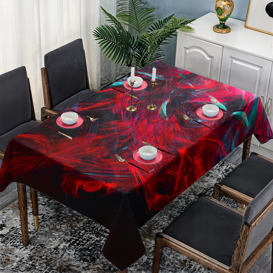 Abstract Red Waves Rectangle Tablecloth