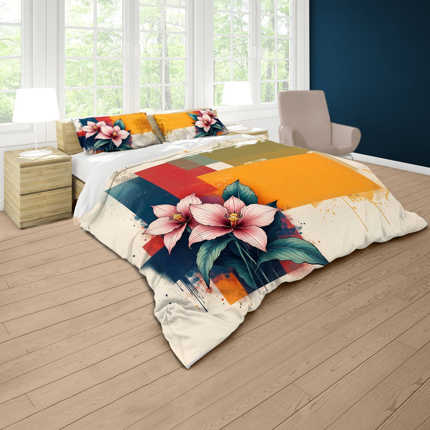 Abstract Sunset Lily Duvet Cover Set
