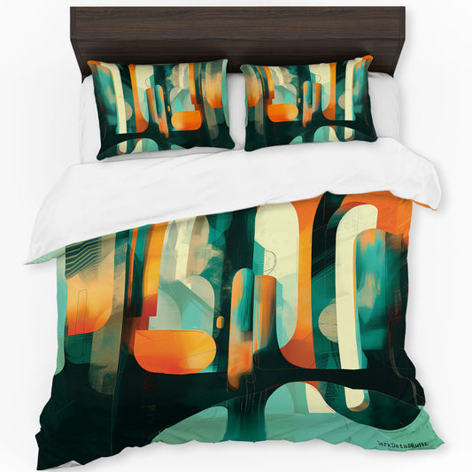 Abstract Teal and Orange by Wikus Schalkwyk Duvet Cover Set