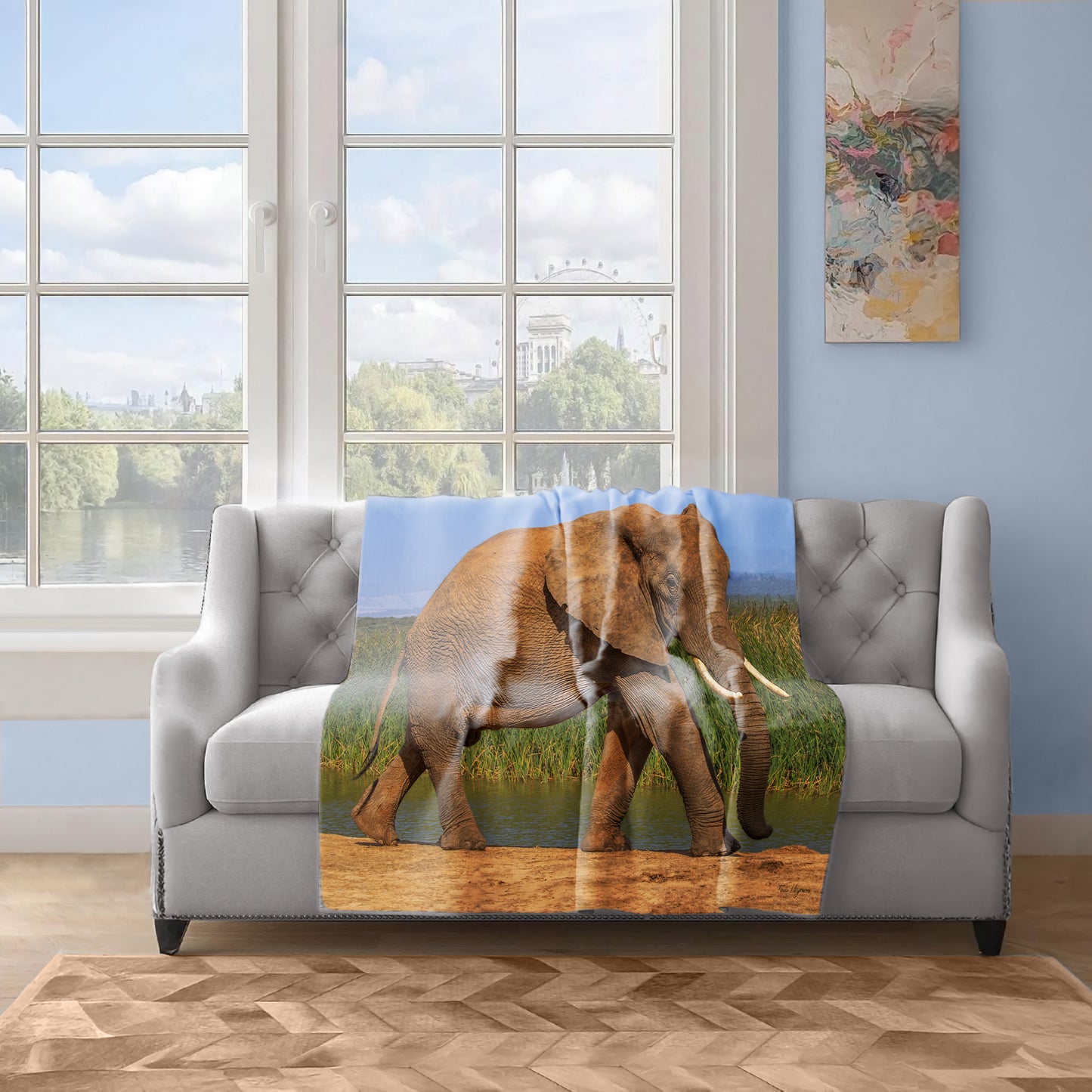 Addo Elephant Loxodonta Light Weigt Fleece Blanket By Fanie Heymans