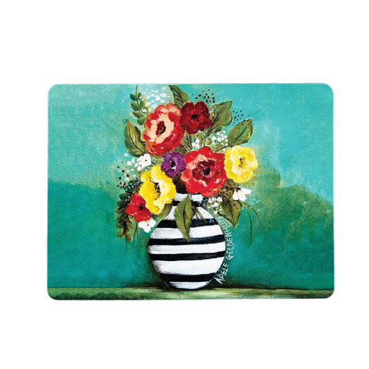 White and Blue Stripe Vase Mouse Pad By Adele Geldenhuys