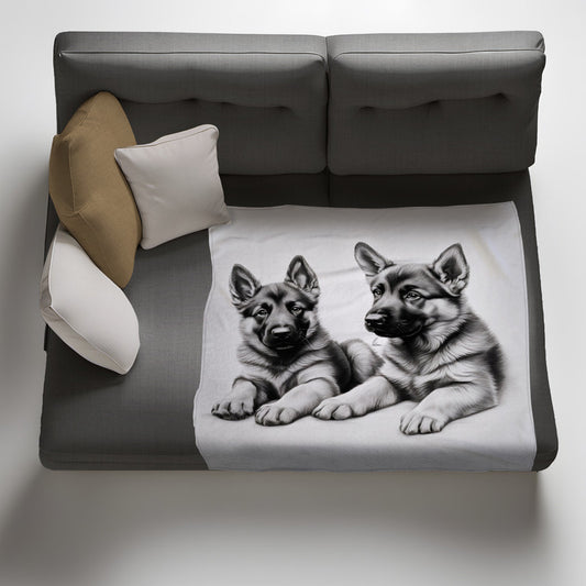 Adorable Watchers German Shepherd Light Weight Fleece Blanket by Nathan Pieterse