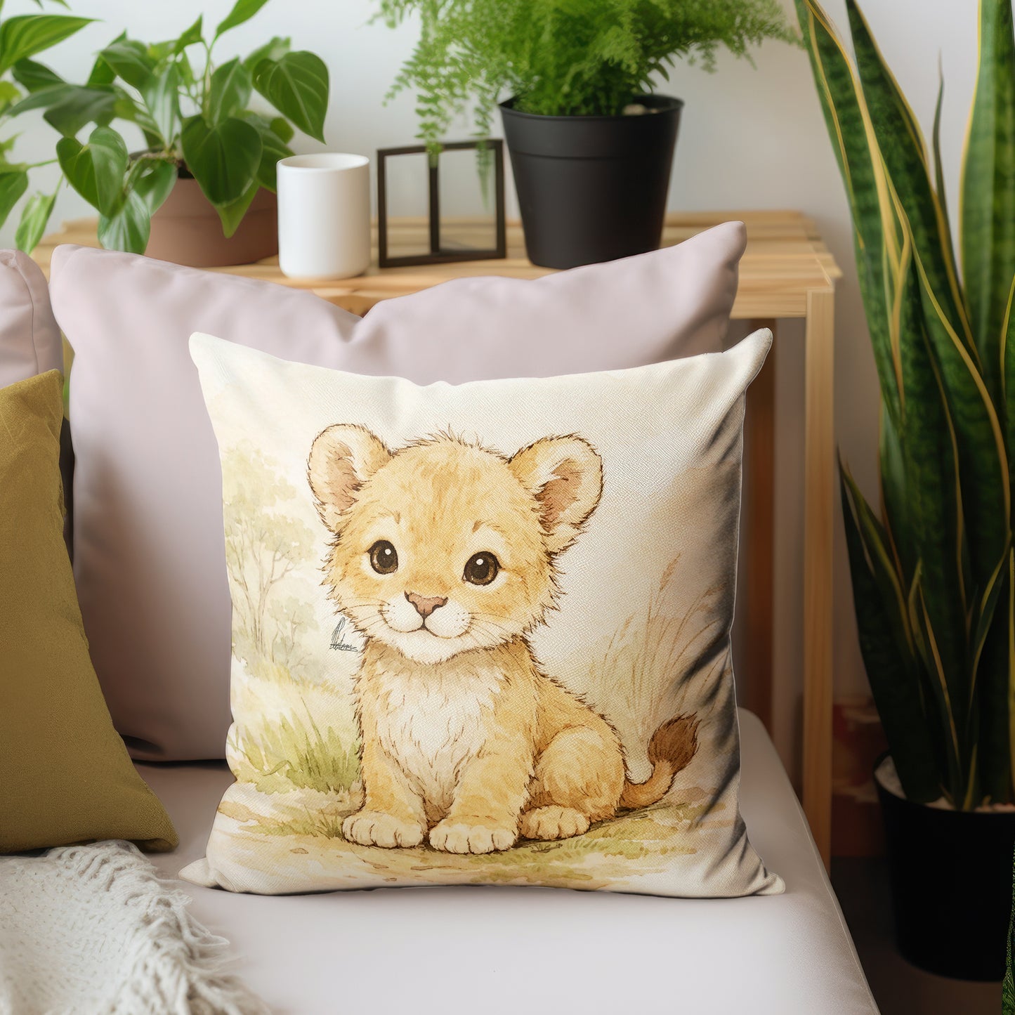 Adorable Baby Lion Cub Sitting Kids Scatter by Nathan Pieterse