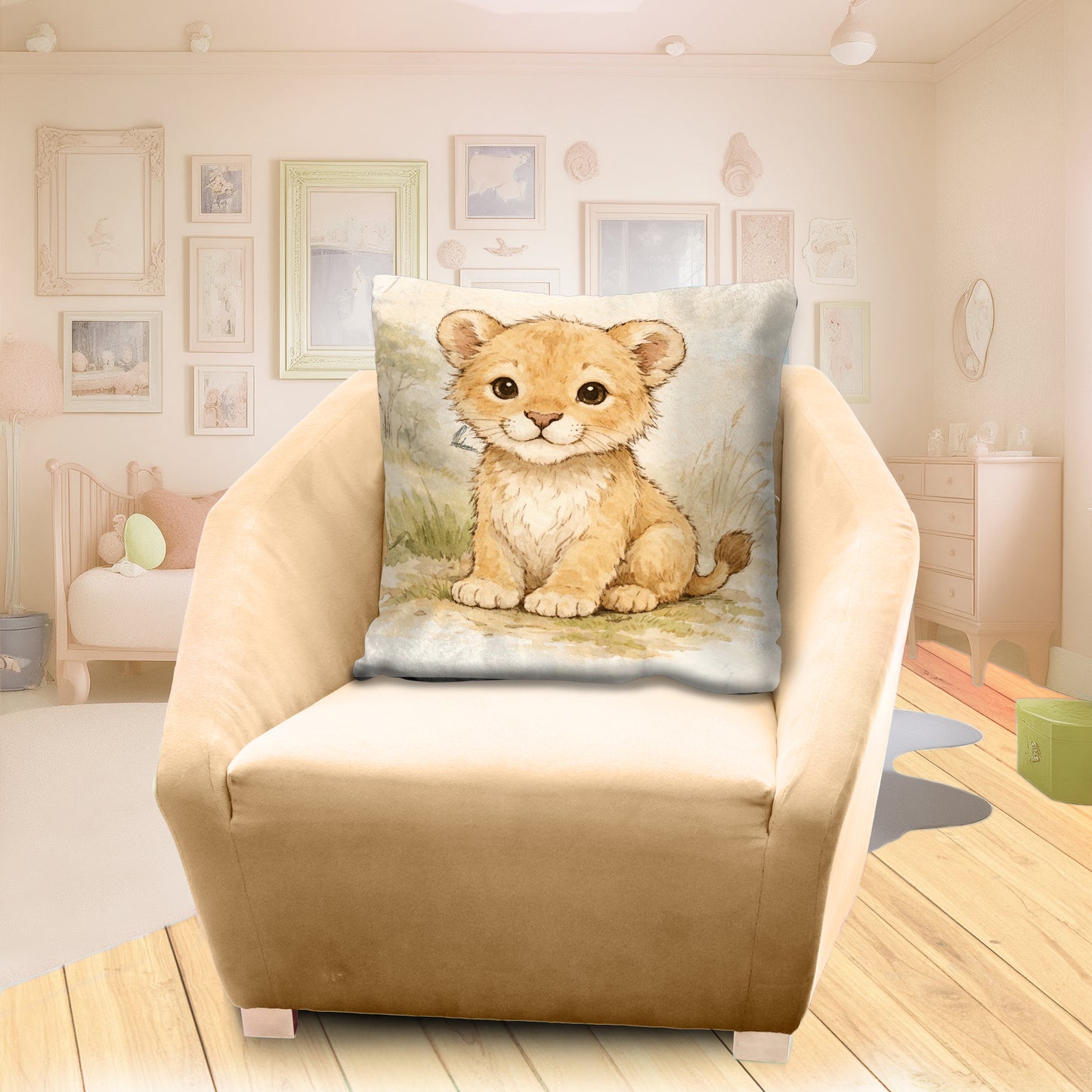 Adorable Baby Lion Cub Sitting Kids Scatter by Nathan Pieterse